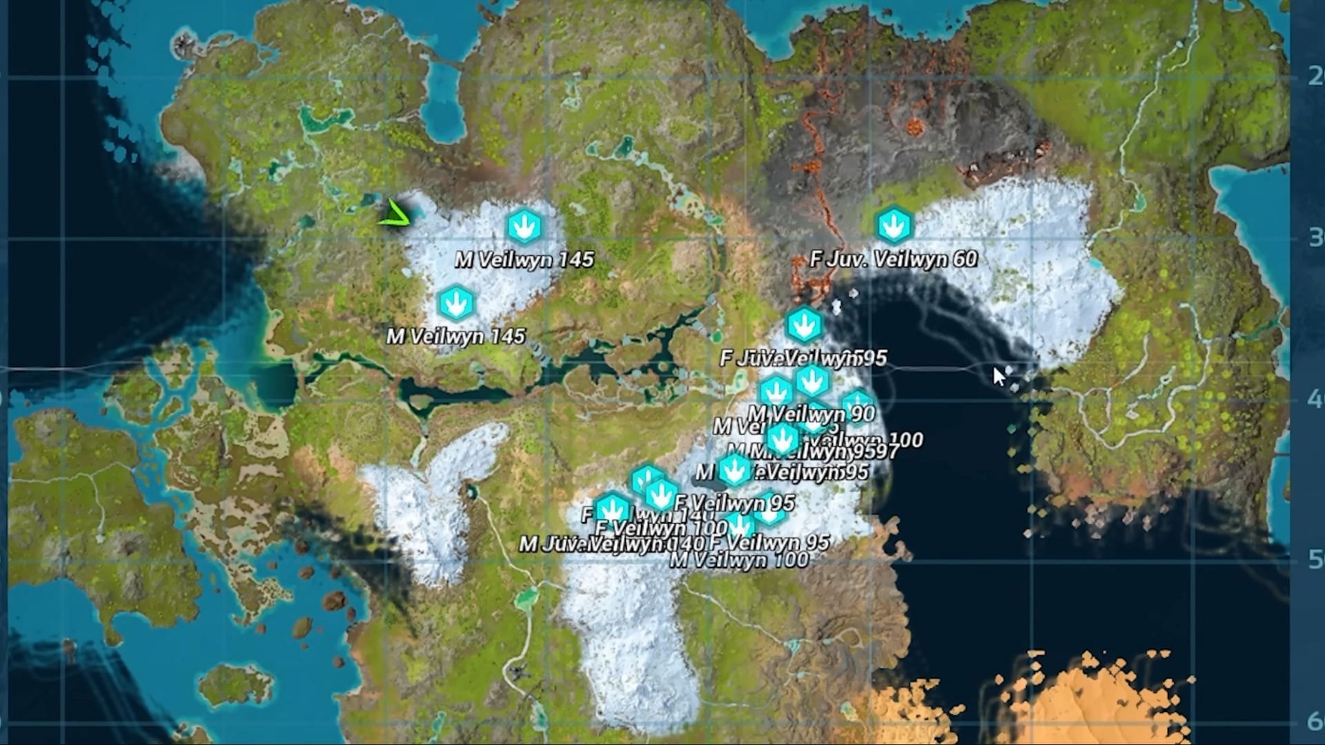 You can find the Veilwyn in any snowy area on the Ragnarok map (Image via Studio Wildcard/YouTube@Raasclark)